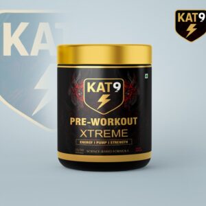 Kat9 Pre Workout Xtreme (Fruit Punch, 50 Servings, 300g) | 300mg Caffeine, 200mg Theanine, 3200mg Beta Alanine, 6000mg Citrulline, Powder